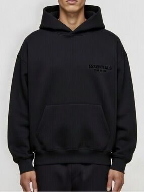 NWT Fear of God Essentials Pullover Oversized Black Hoodie Large
